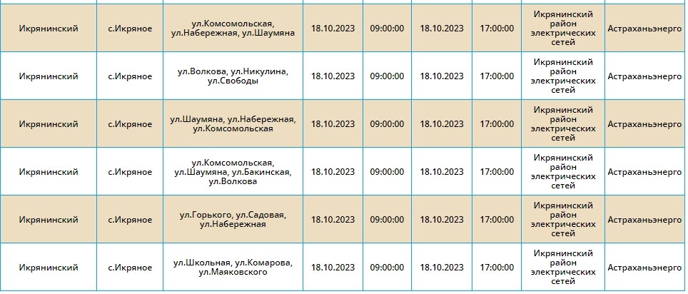 18 октября тысячи астраханцев останутся без света