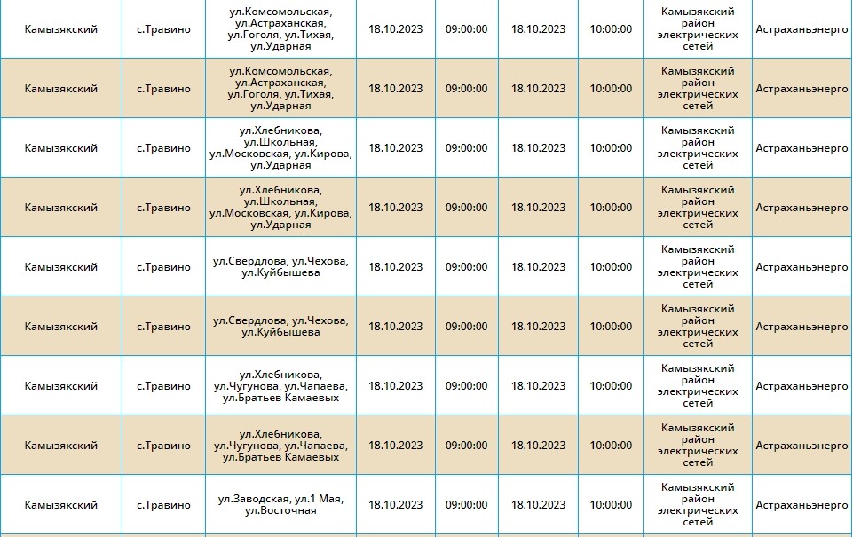 18 октября тысячи астраханцев останутся без света