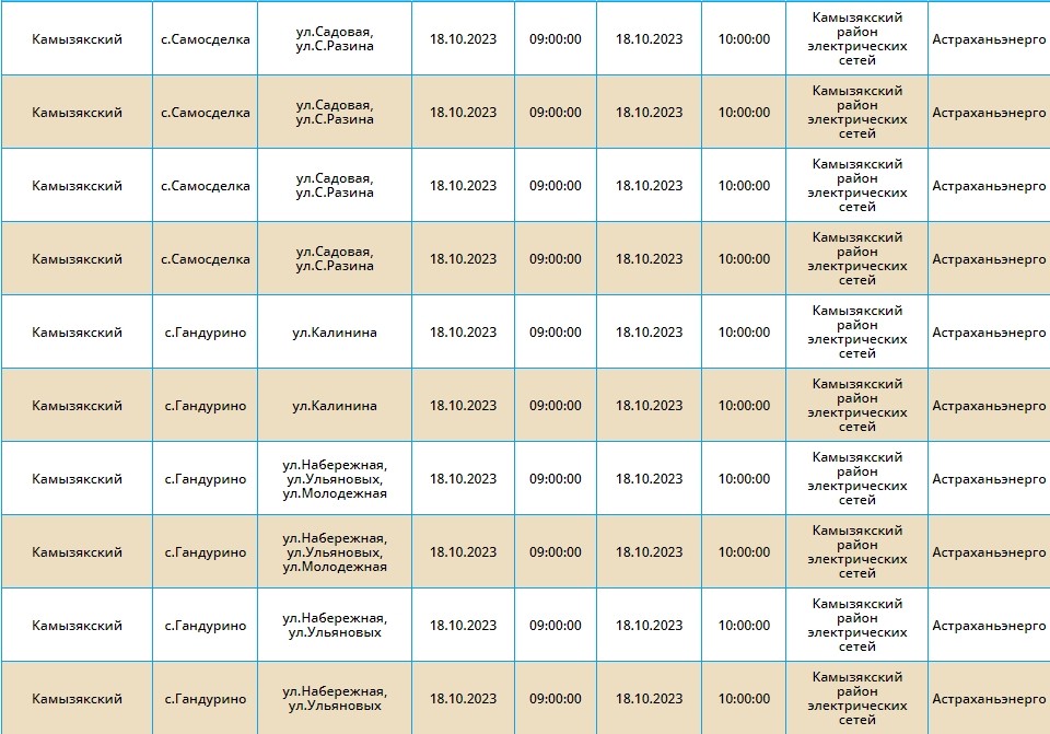 18 октября тысячи астраханцев останутся без света