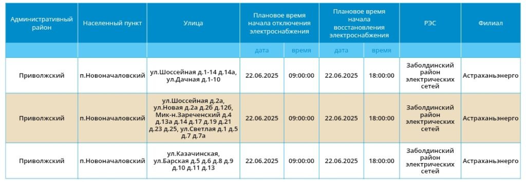 22 июня сотни астраханцев останутся без света — фото 1