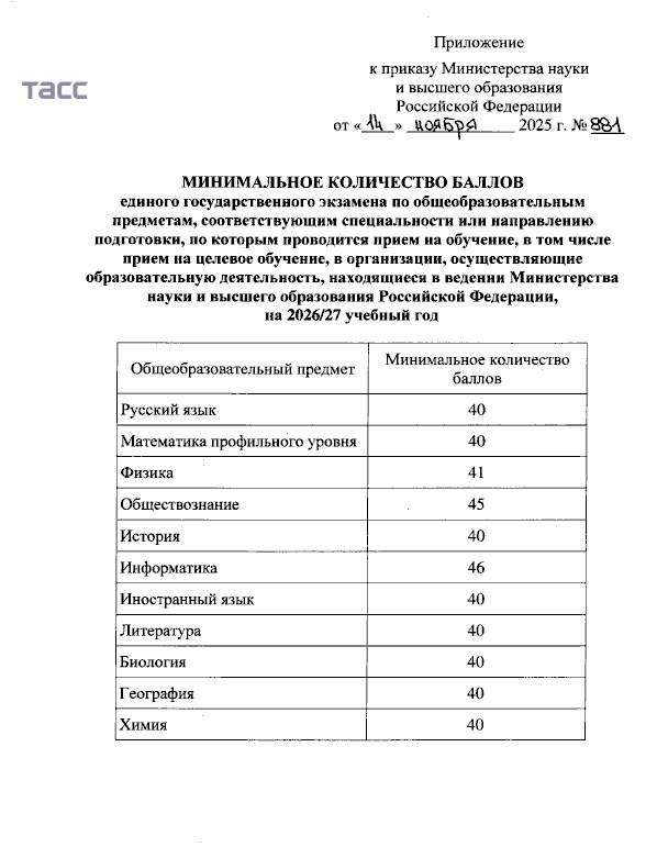 Министерство образования утвердило новые минимальные баллы для поступления в вуз — фото 1