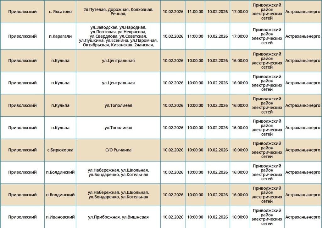 10 февраля света не будет в Астрахани и двух районах области — фото 10