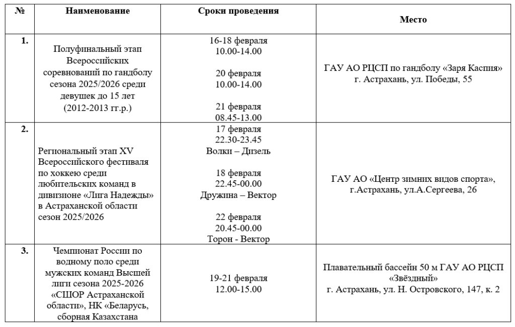 Гандбол, хоккей и ГТО: куда сходить в Астрахани с 16 по 22 февраля — фото 1