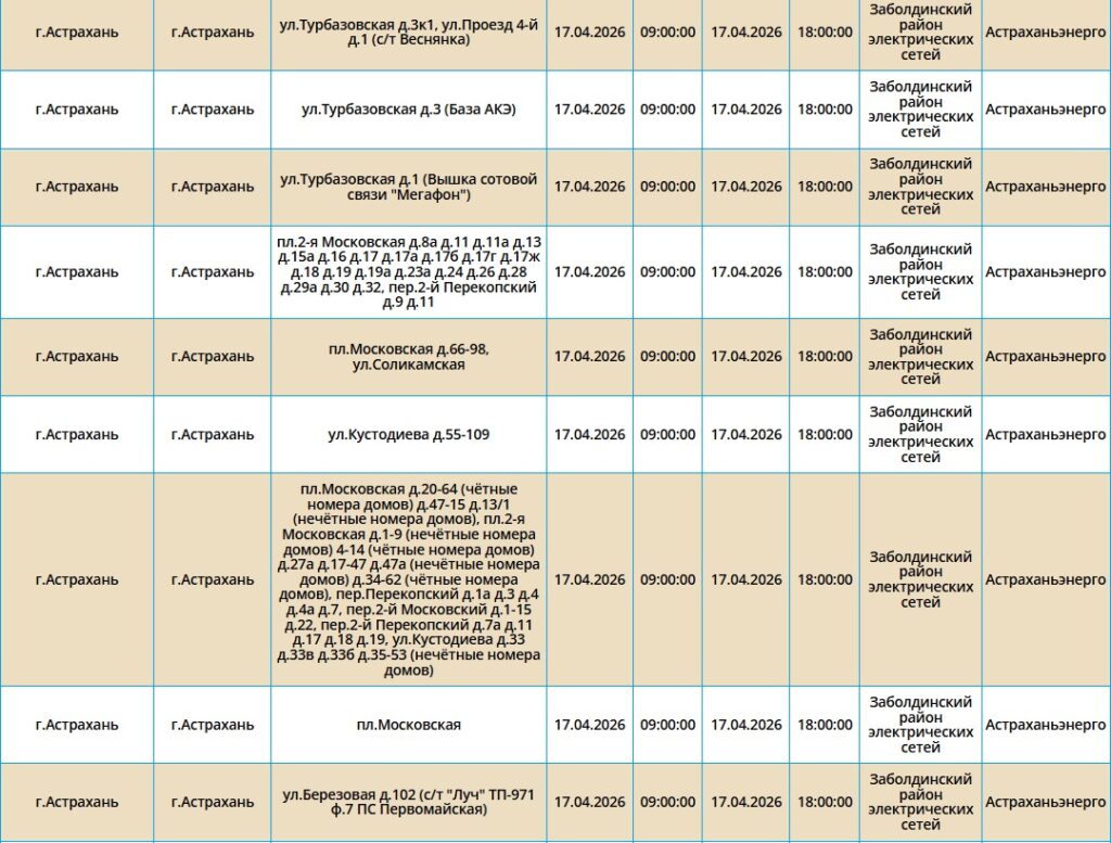 17 апреля без света останутся астраханские жилые дома, магазины и заправка — фото 6
