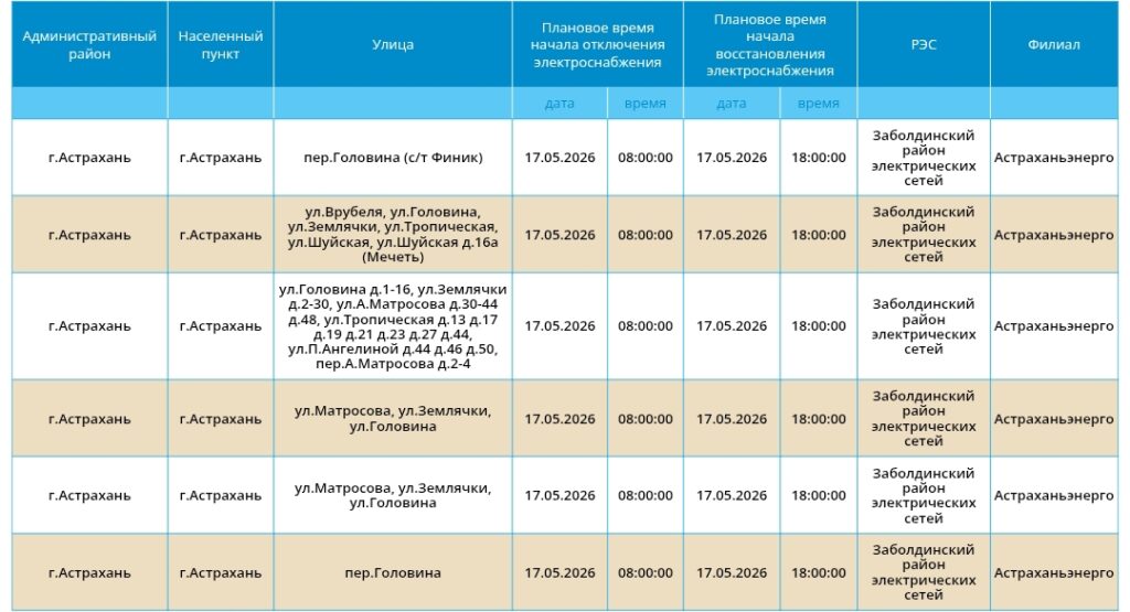17 мая некоторые астраханцы останутся без света — фото 1