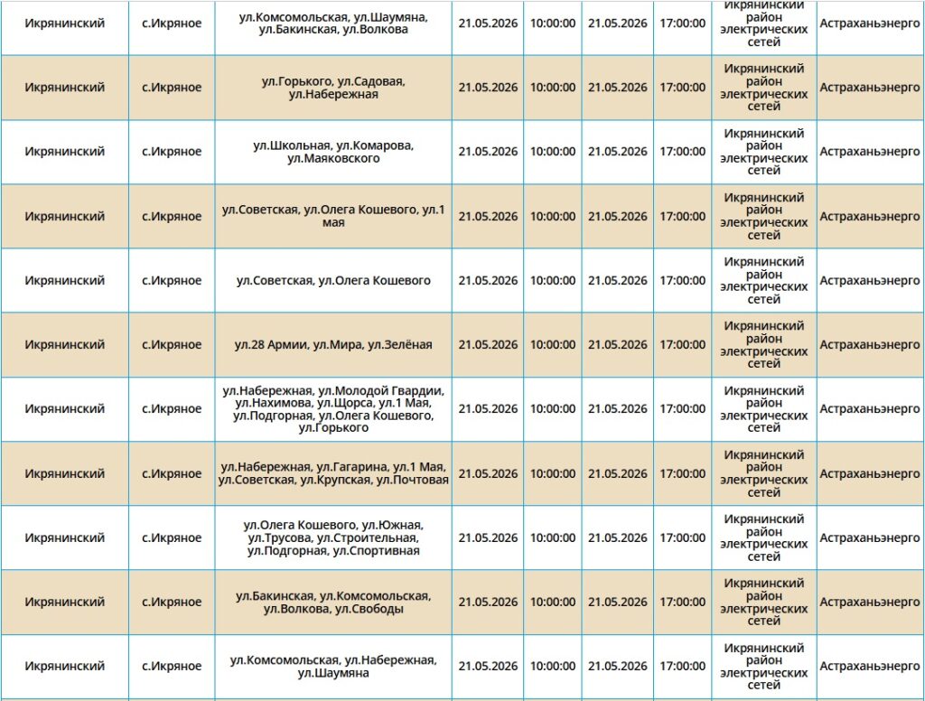 21 мая света не будет в Астрахани и двух районах области — фото 4