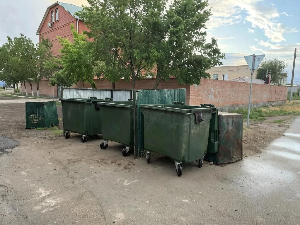 В Камызяке заменили старые металлические баки на 160 пластиковых евроконтейнеров