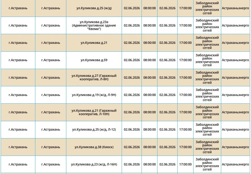 2 июня света не будет в Астрахани и двух районах области — фото 5