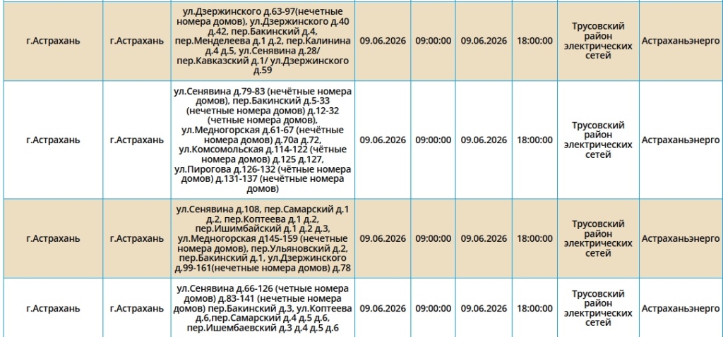 9 июня света не будет в Астрахани и трех районах области 9 июня света не будет в Астрахани и трех районах области