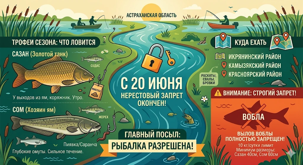 Июньская рыбалка в Астрахани: на что ловить, а что оставить дома Июньская рыбалка в Астрахани: на что ловить, а что оставить дома