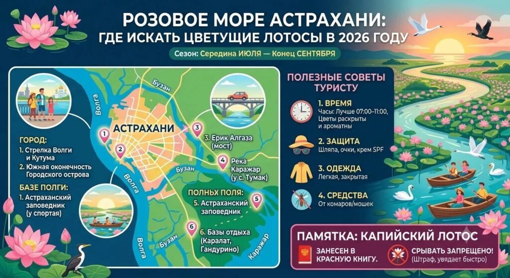 Розовое море под Астраханью: где увидеть цветущие лотосы в 2026 году и сколько стоит поездка — фото 5