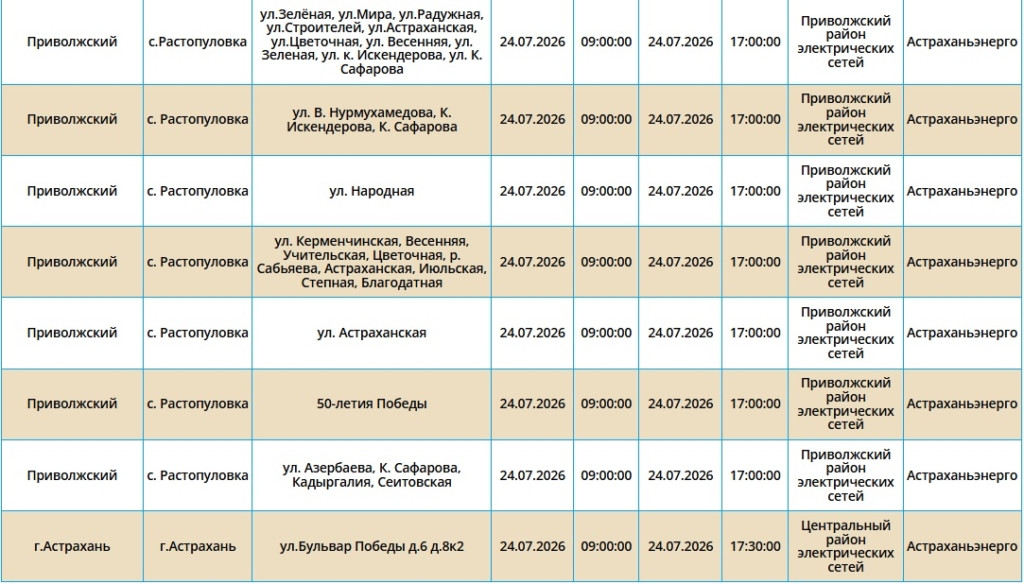 24 июля света не будет в Астрахани и двух районах области — фото 3