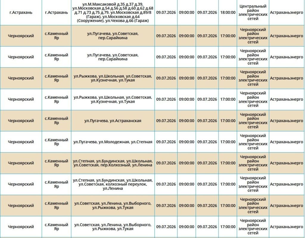 9 июля света не будет в Астрахани и двух районах области 9 июля света не будет в Астрахани и двух районах области