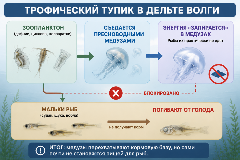 Желе вместо воблы: почему пресноводные медузы могут оставить Астрахань без судака и щуки Желе вместо воблы: почему пресноводные медузы могут оставить Астрахань без судака и щуки