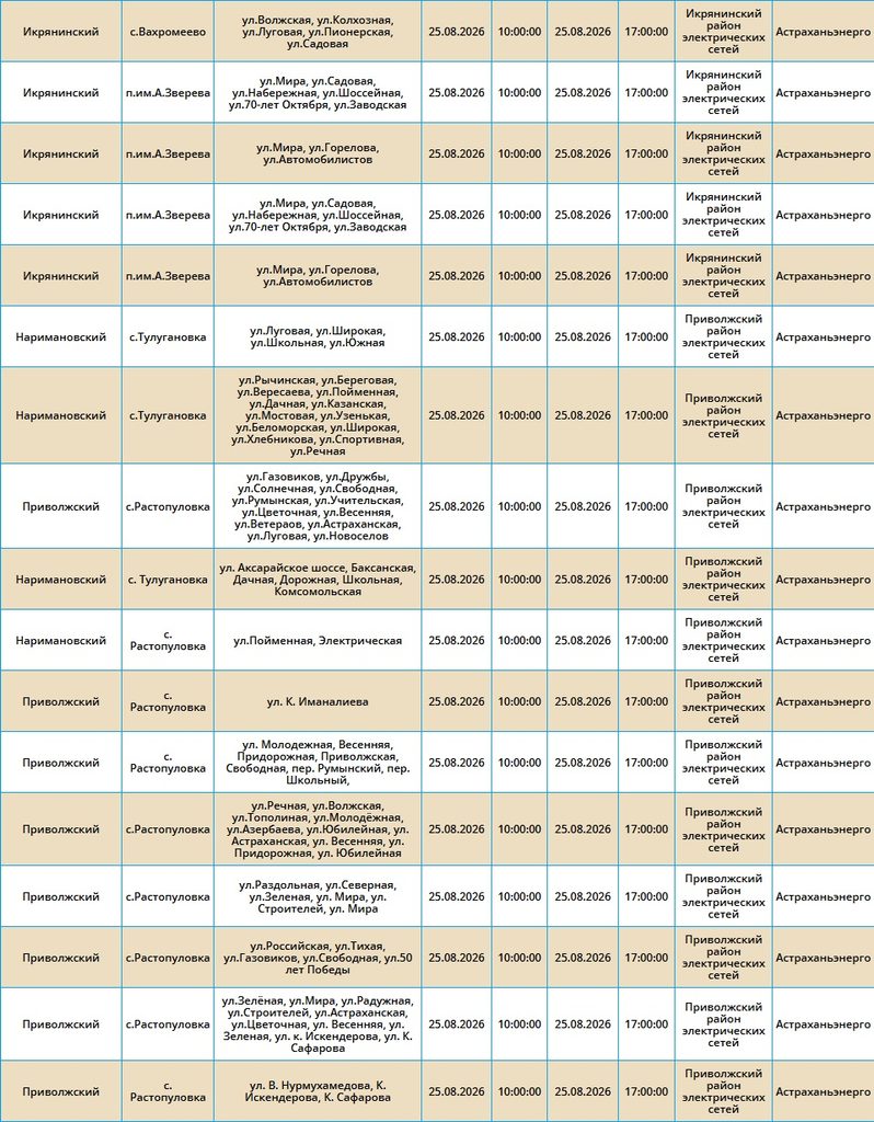 25 августа без света останутся жители Астрахани и четырех районов области — фото 2