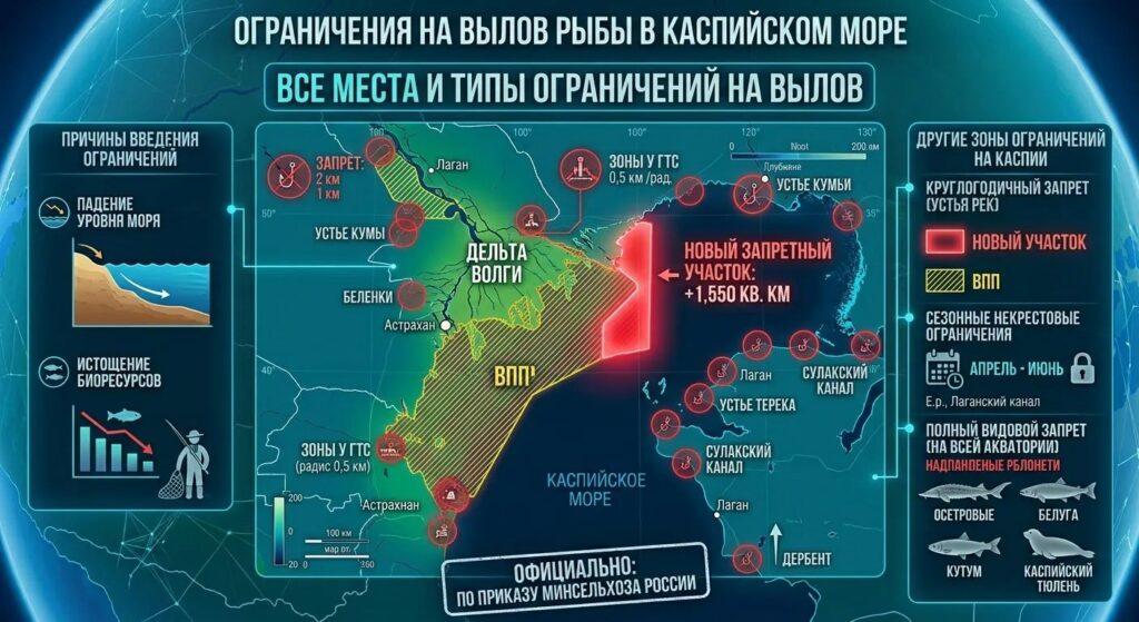Росрыболовство ограничило вылов рыбы в Каспийском море