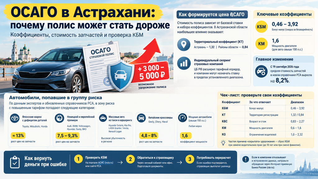 Ни аварий, ни штрафов, а полис дороже на 5 000: почему в Астрахани взлетело ОСАГО и какие машины попали в «зону риска» — фото 1