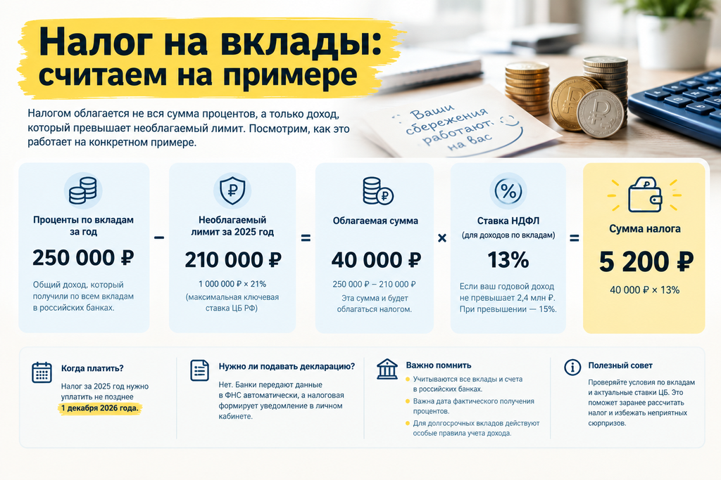 Налог на вклады в 2026 году: как рассчитать платеж и законно сэкономить — фото 1